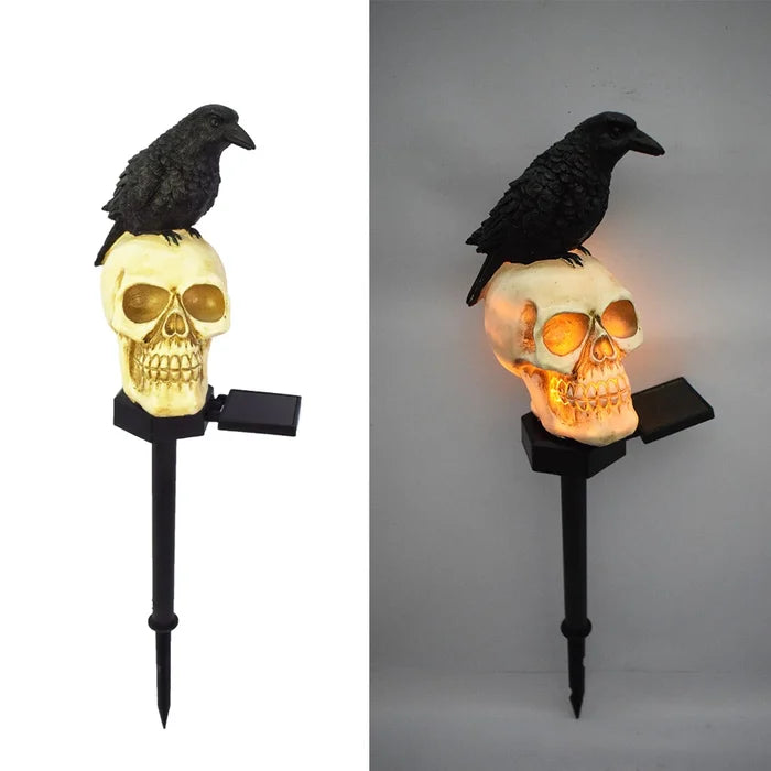 Crow Skull Solar Garden Light