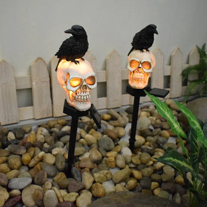 Crow Skull Solar Garden Light